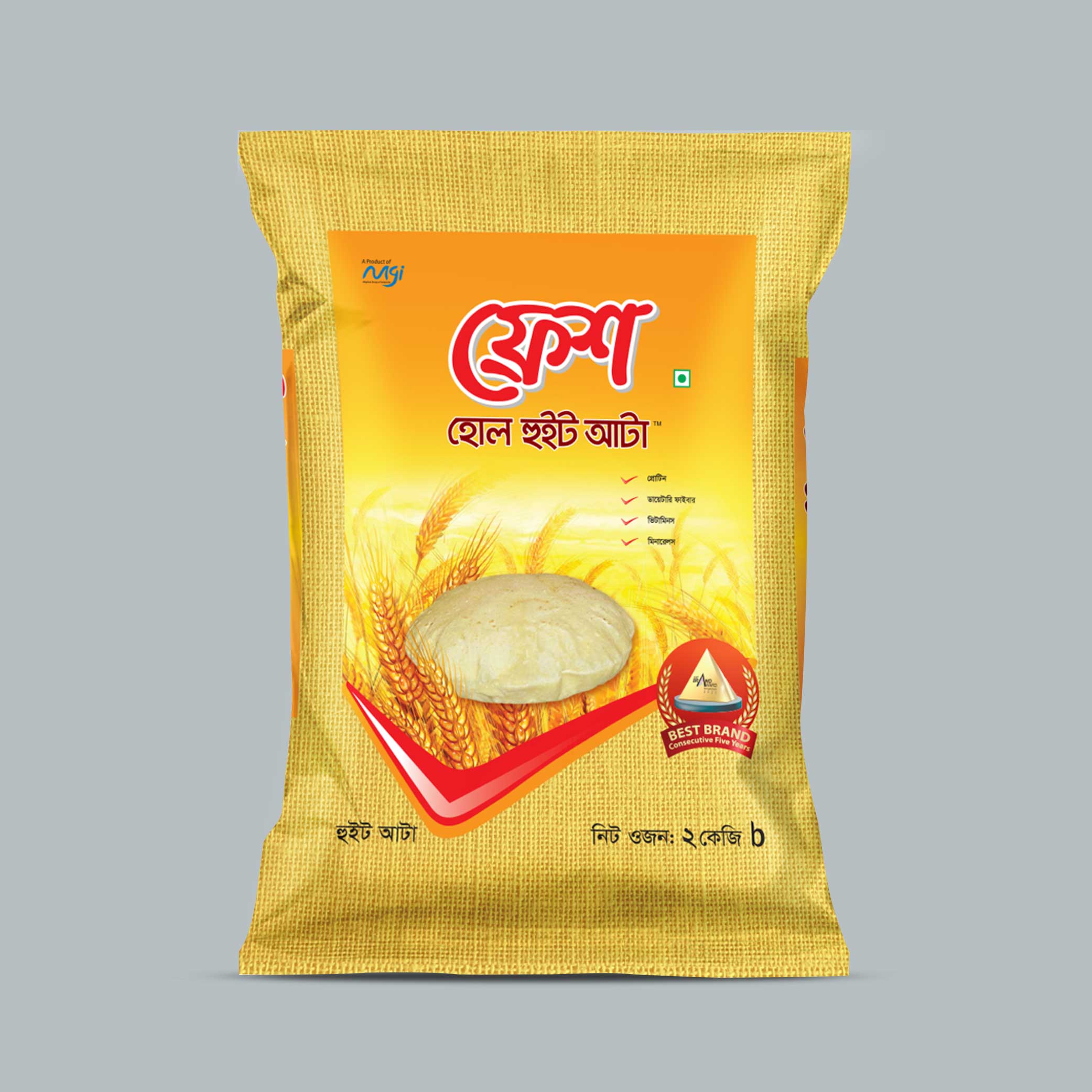 ফ্রেশ হোল হুইট আটা ২ কেজি